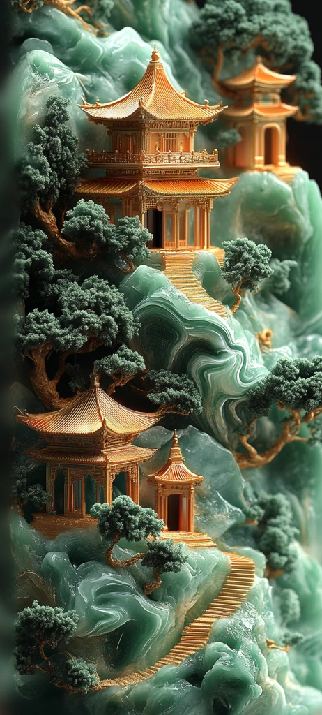 玉雕山水手机壳