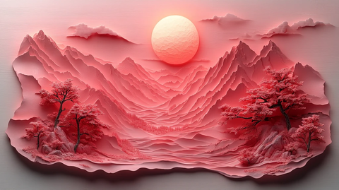 月光山水纹石膏浮雕