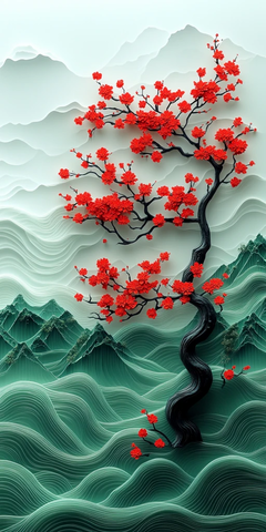 红梅傲雪立枝头