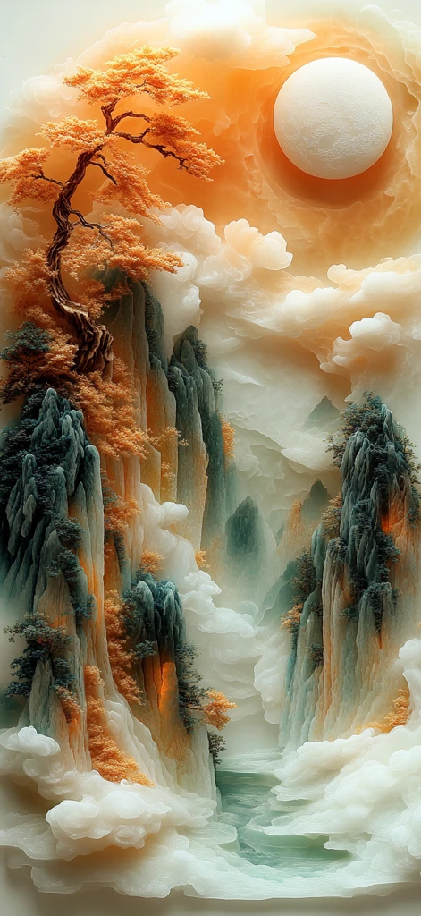 山水画中的月夜