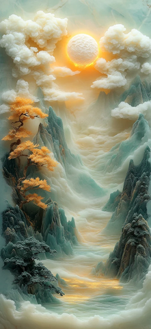 山水画中的月夜