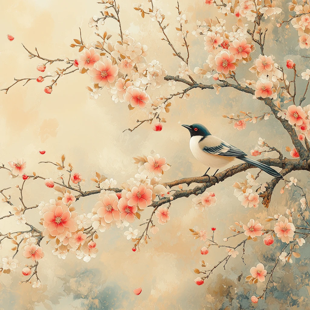 梅树祥云绣艺图