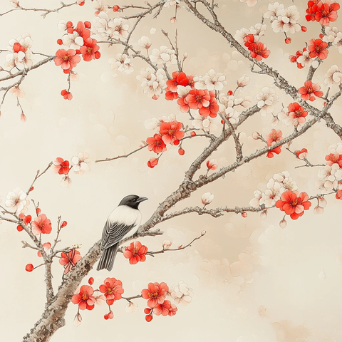 梅树祥云绣艺图