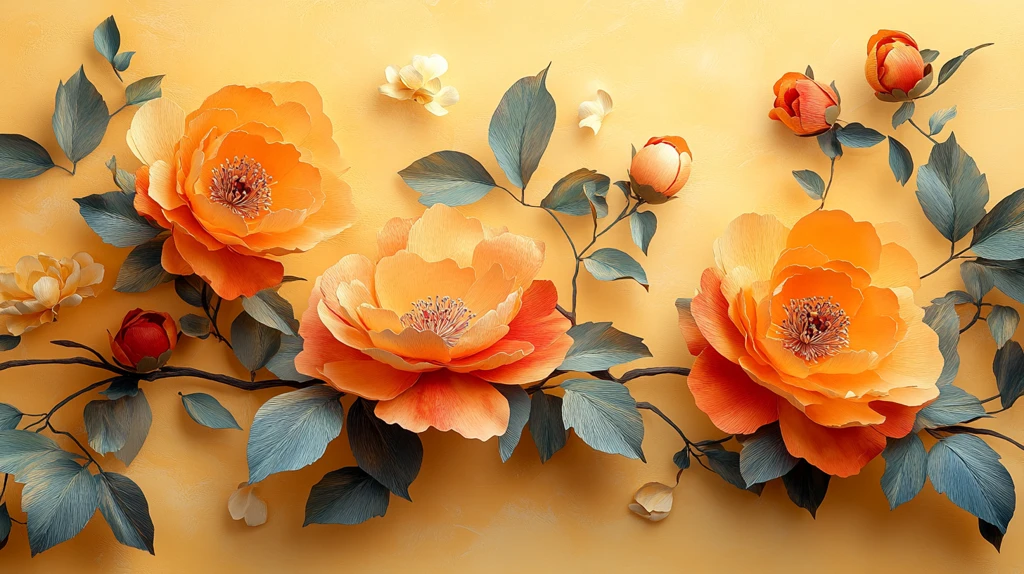 牡丹花枝叶缠绕