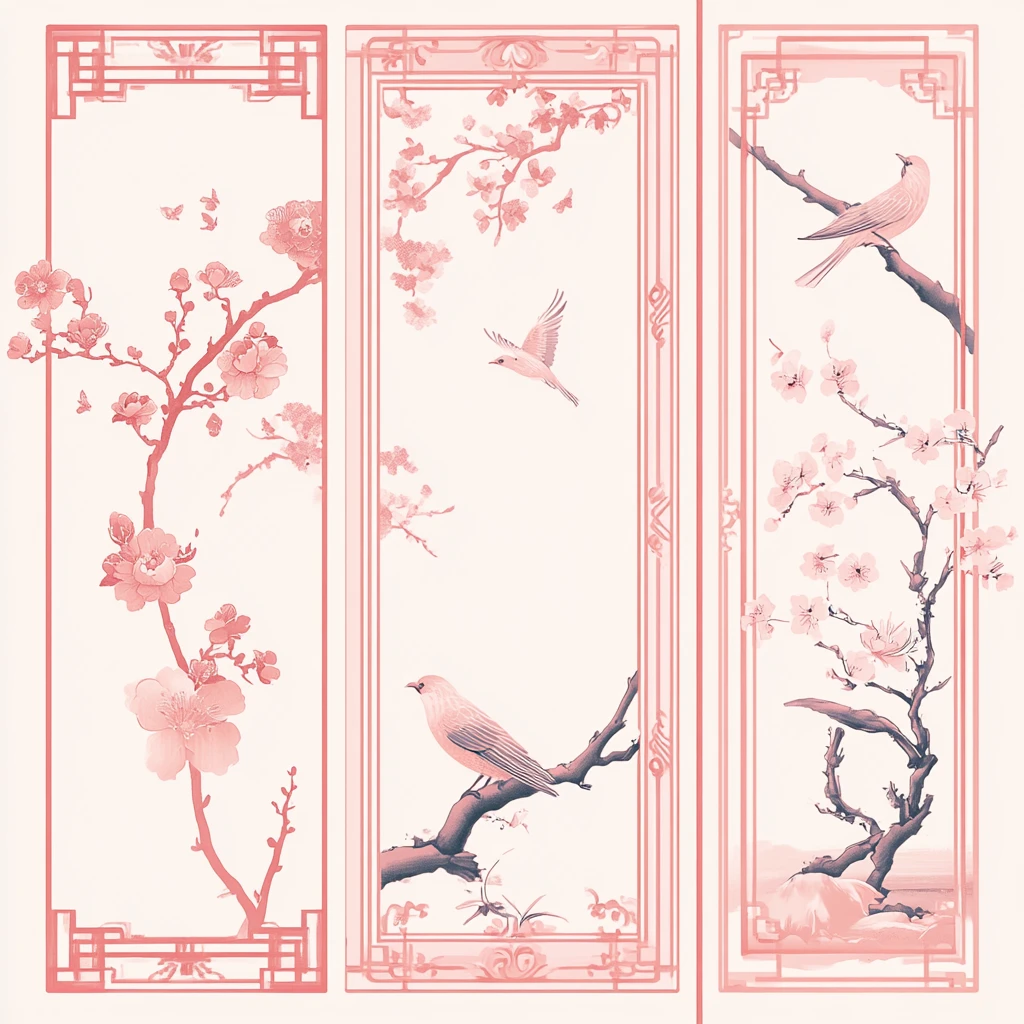 东方窗棂四季图案