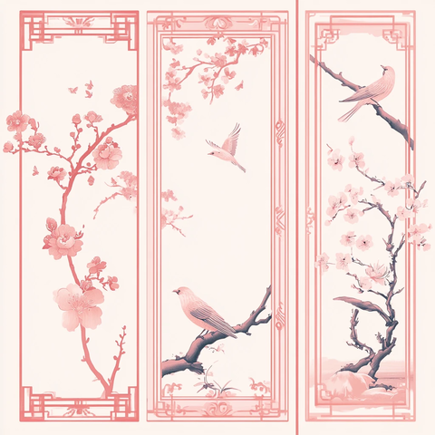 东方窗棂四季图案