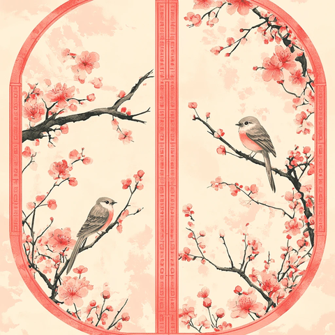 东方窗棂四季图案