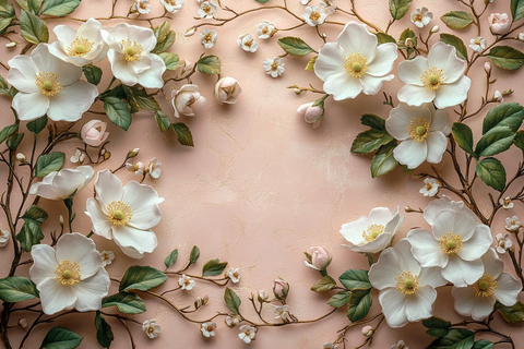 粉红花簇金色藤蔓