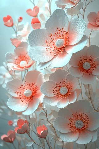 白色粉色波斯菊花