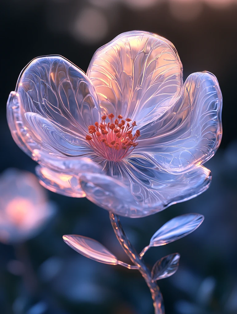 玻璃花与紫色背景