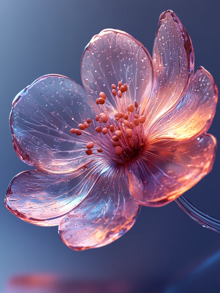 玻璃花与紫色背景