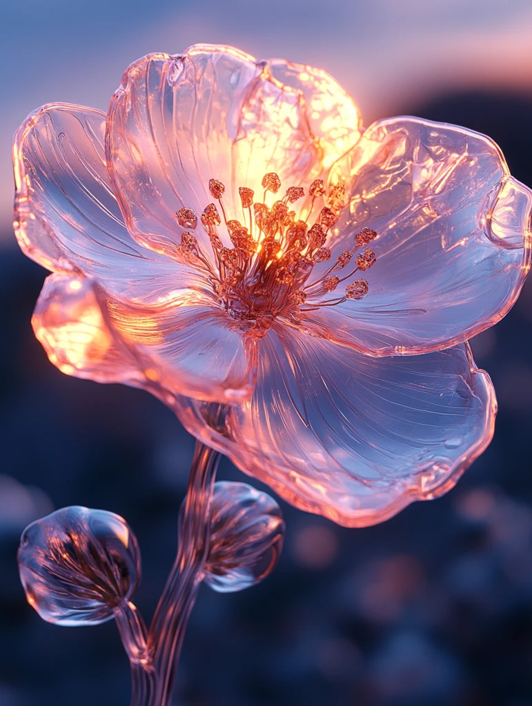 玻璃花与紫色背景