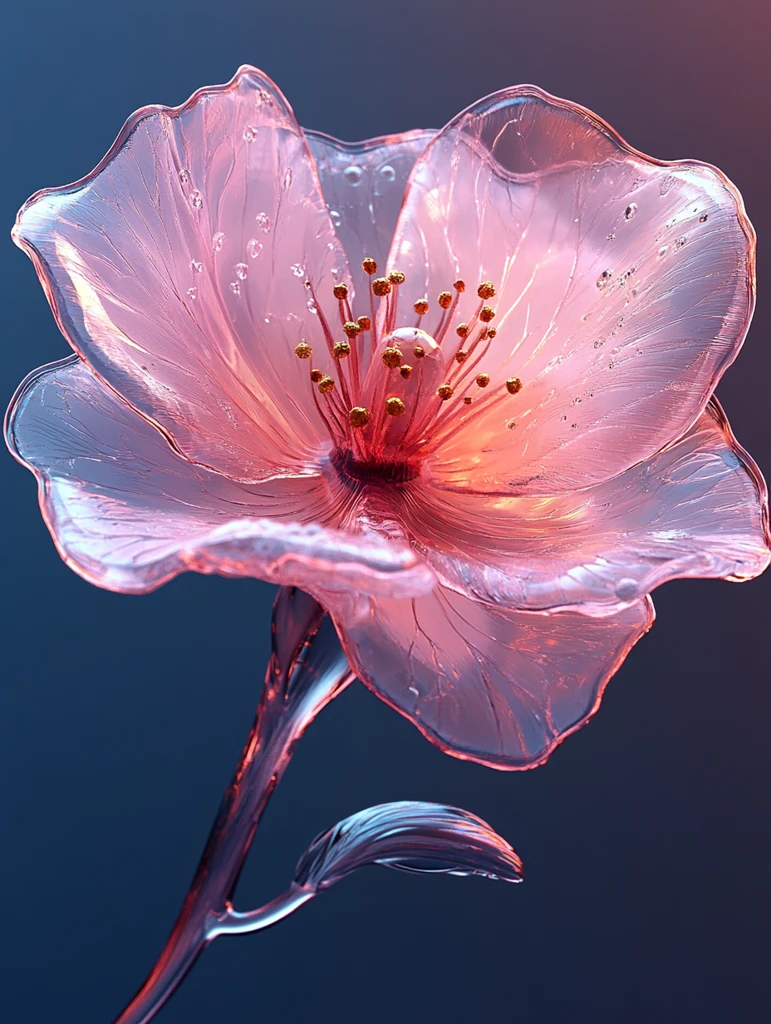 玻璃花与紫色背景