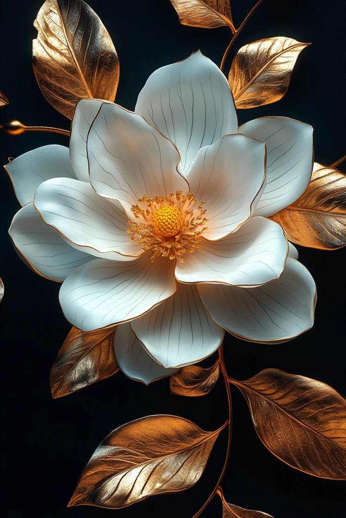 白金木兰花墙饰