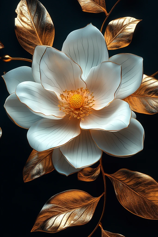 白金木兰花墙饰