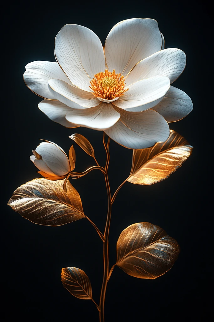 白金木兰花墙饰