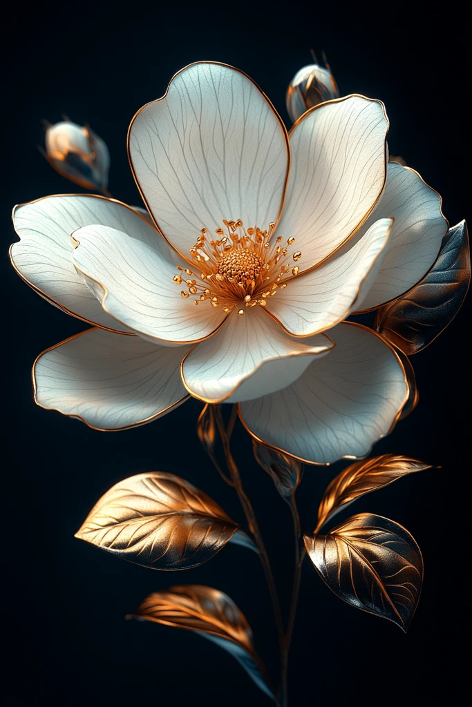 白金木兰花墙饰