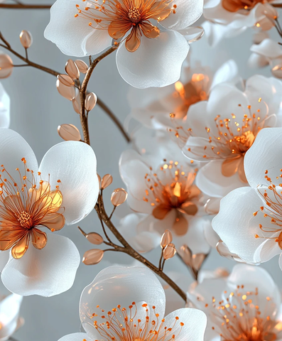 透明白金花卉图案