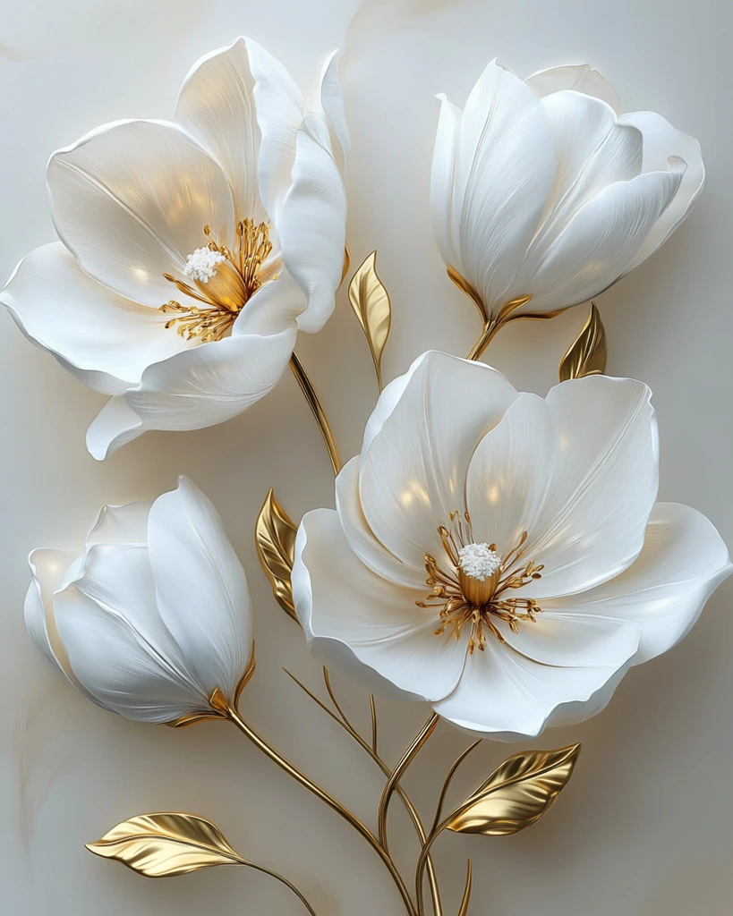白金花卉三维艺术