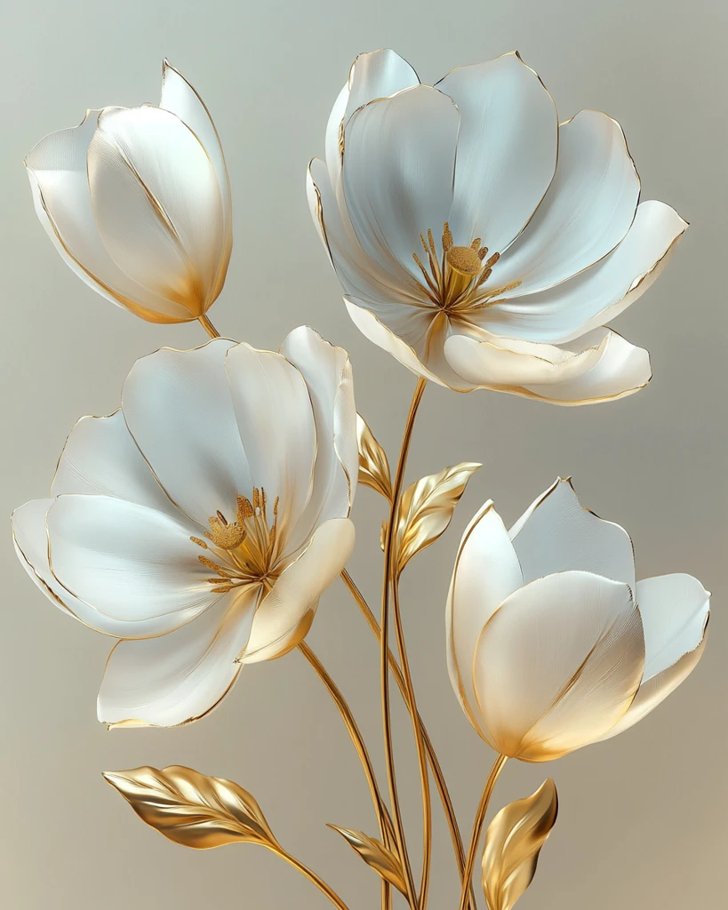 白金花卉三维艺术