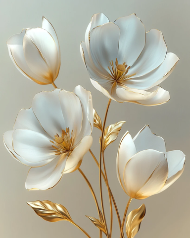 白金花卉三维艺术