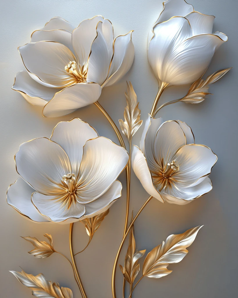 白金花卉三维艺术