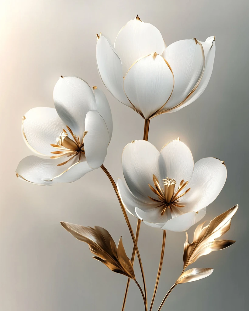 白金花卉三维艺术