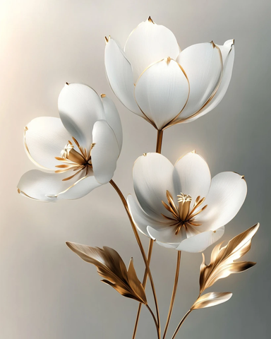 白金花卉三维艺术