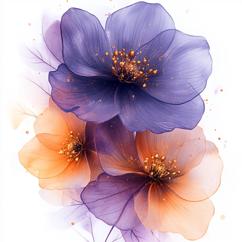 紫色花与桃红花束