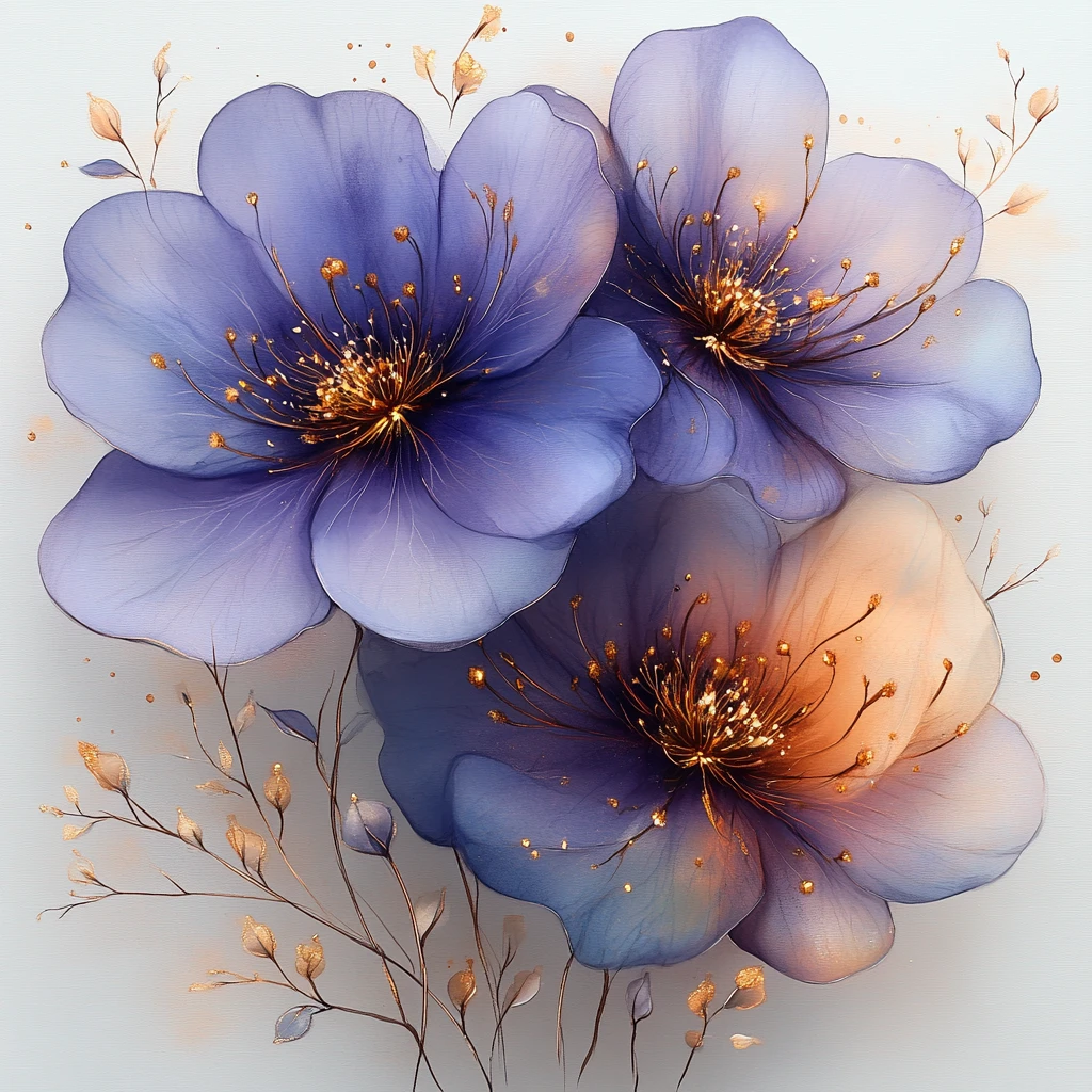 紫色花与桃红花束