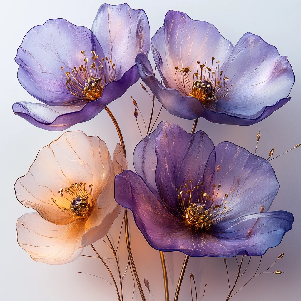 紫色花与桃红花束