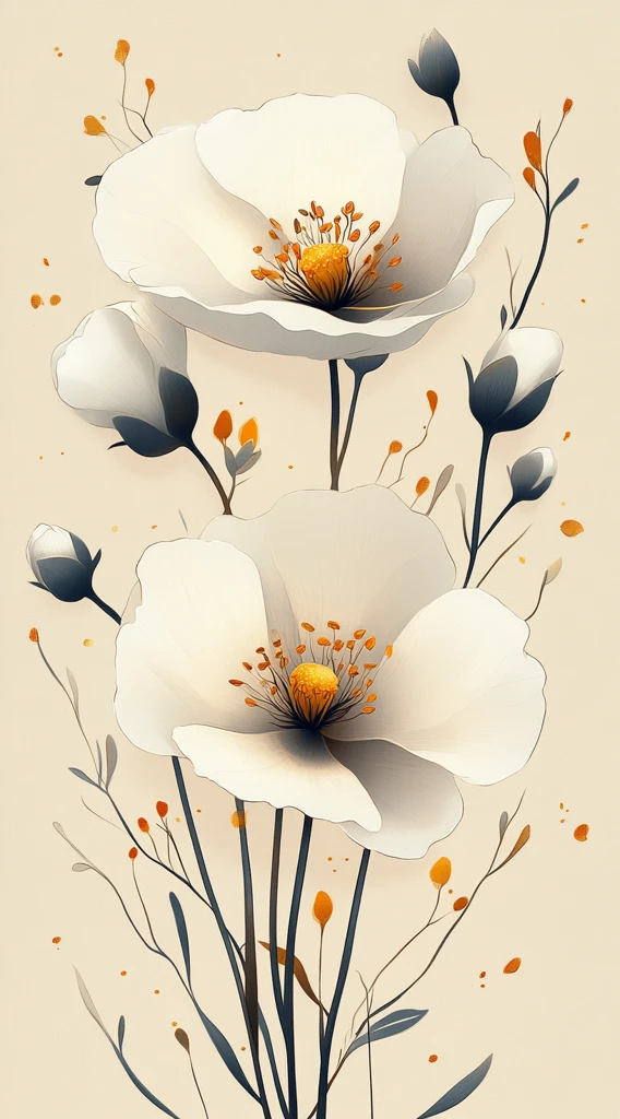 白花线条金色点缀