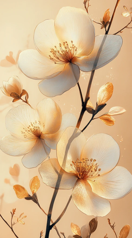 白花线条金色点缀