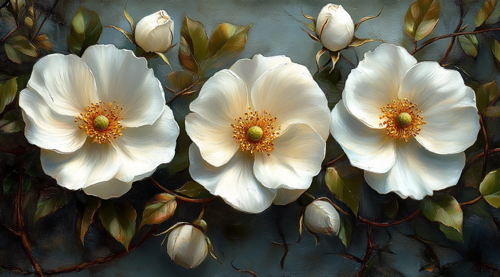 白金花卉三维画