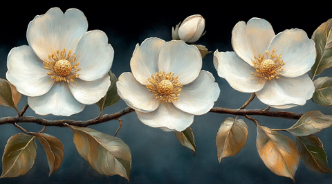 白金花卉三维画