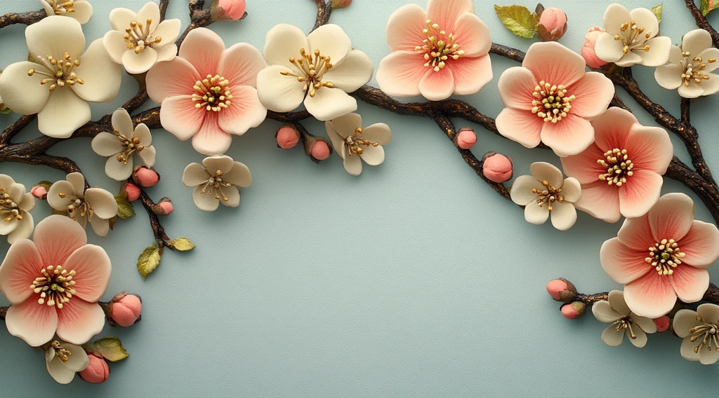 白金花卉三维画