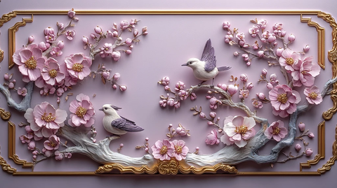 紫金花鸟剪纸背景