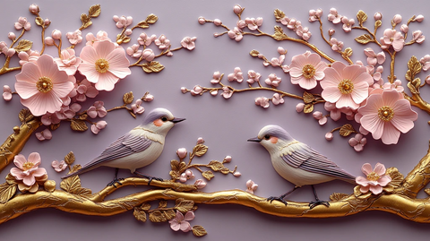 紫金花鸟剪纸背景