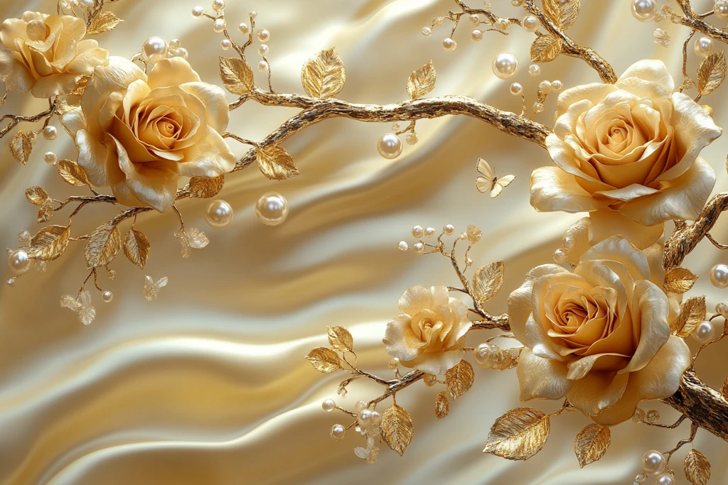 金色树枝玫瑰珍珠