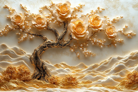 金色树枝玫瑰珍珠
