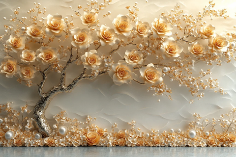 金色树枝玫瑰珍珠