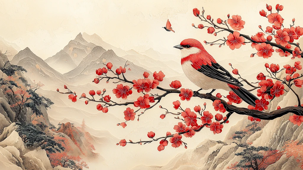 吉庆花鸟纸雕图