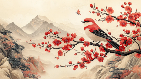 吉庆花鸟纸雕图