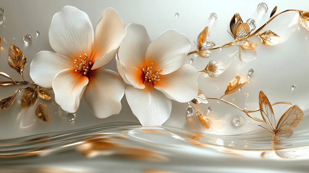 白色珠宝花墙纸