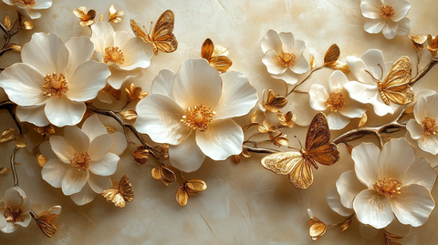 白色珠宝花墙纸