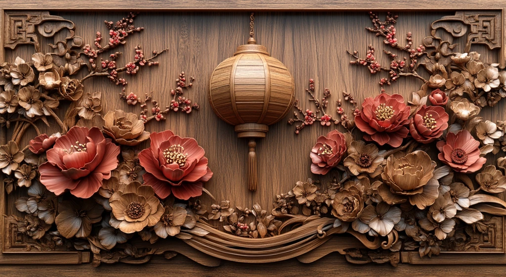 木雕花卉灯笼