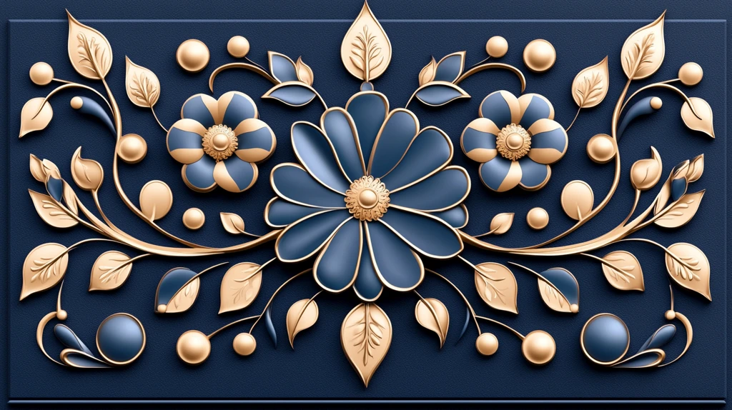 金色花卉图案瓷砖