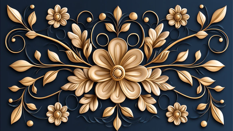 金色花卉图案瓷砖