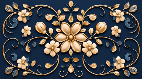 金色花卉图案瓷砖