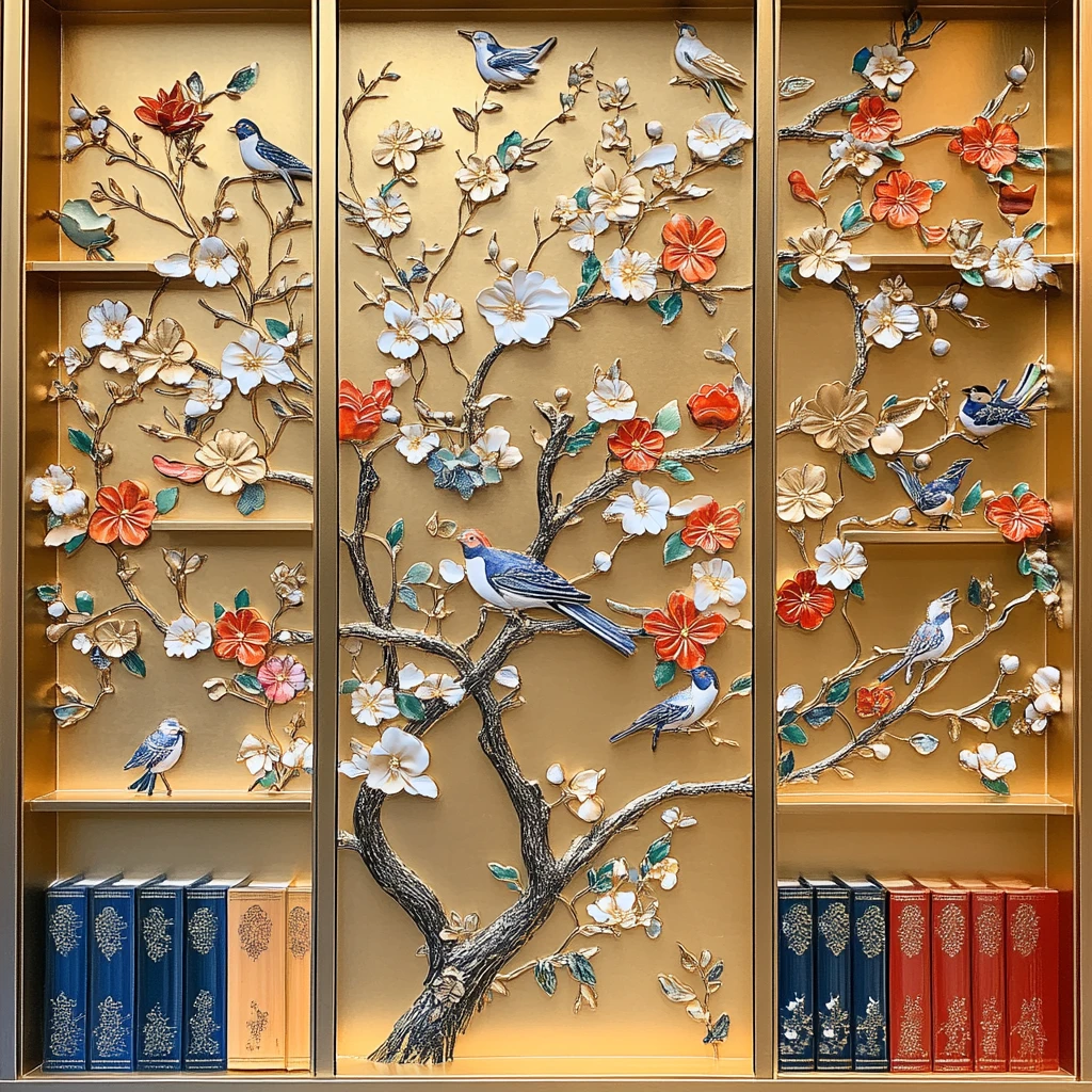 花鸟纹玻璃镶嵌